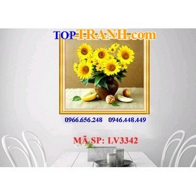 Tranh thêu bình hoa hướng dương